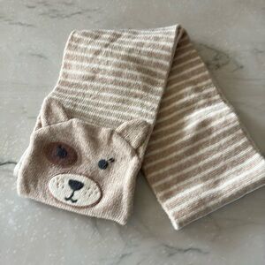 Striped scarf with fox face hand warmer pockets